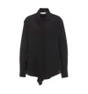 Victoria Beckham Silk Ruffle Front Blouse In Black