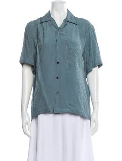 Pre-owned Victoria Beckham Short Sleeve Button-up Top In Blue