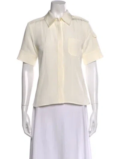 Pre-owned Victoria Beckham Short Sleeve Button-up Top In Neutral