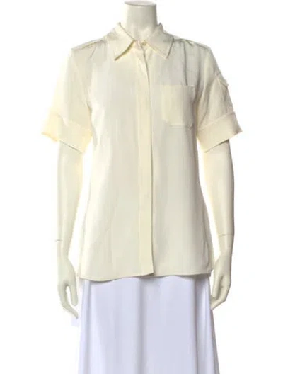 Pre-owned Victoria Beckham Short Sleeve Button-up Top In Neutral