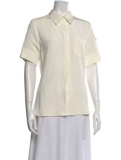 Pre-owned Victoria Beckham Short Sleeve Button-up Top In Neutral