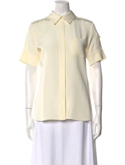 Pre-owned Victoria Beckham Short Sleeve Button-up Top In Neutral