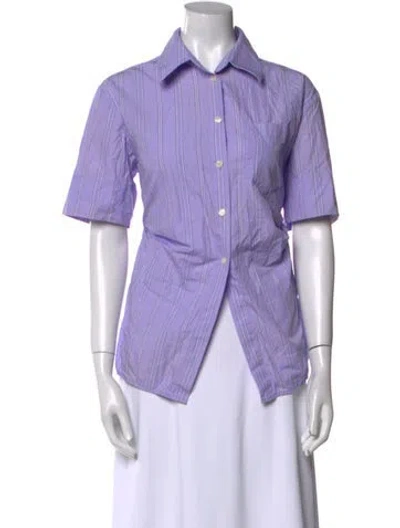 Pre-owned Victoria Beckham Short Sleeve Button-up Top In Purple