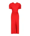 Victoria Beckham Fuchsia Pink Midi Dress With Gathered Waist In Red