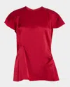 Victoria Beckham Womens Rose Draped Short-sleeves Woven Top In Pink