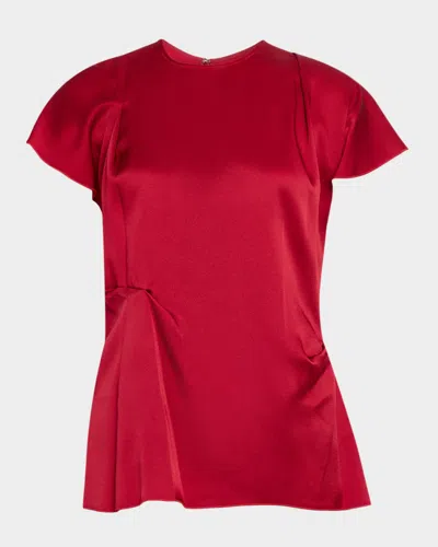 VICTORIA BECKHAM SHORT-SLEEVE DRAPED PLEAT TOP