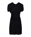 Victoria Beckham Ruched Puff Sleeve Minidress In Black
