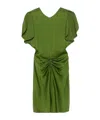 Victoria Beckham Womens Algae Ruched Round-neck Woven Mini Dress In Green