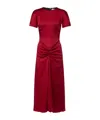 Victoria Beckham Fuchsia Pink Midi Dress With Gathered Waist In Red