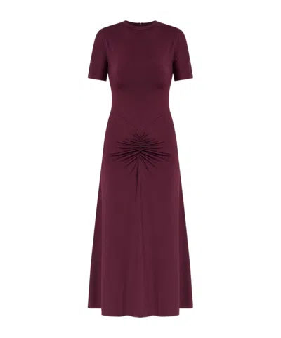 VICTORIA BECKHAM SHORT-SLEEVE GATHERED MIDI DRESS