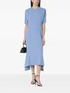 Victoria Beckham Womens Flared Short-sleeves Stretch-woven Blend Midi Dress Bluebell In Blue