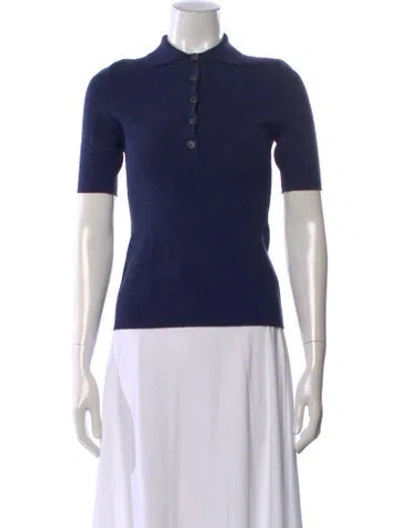 Pre-owned Victoria Beckham Short Sleeve Polo In Blue