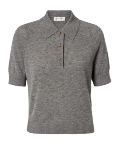 Victoria Beckham Short Sleeve Polo Shirt In Gray