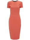 Victoria Beckham Fitted Midi Dress In Orange