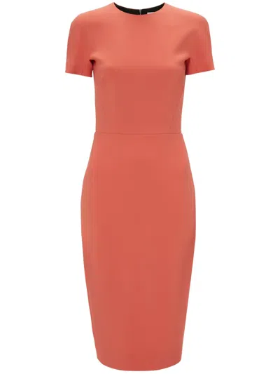 Victoria Beckham Fitted Midi Dress In Orange