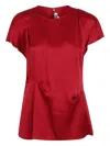 Victoria Beckham Draped Pleat Detail Top In Red