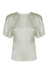 Victoria Beckham Crew-neck Short-sleeve Blouse In Green