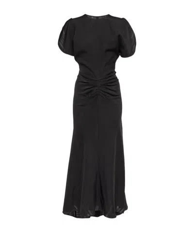 Victoria Beckham Short-sleeved Crepe Dress In Black