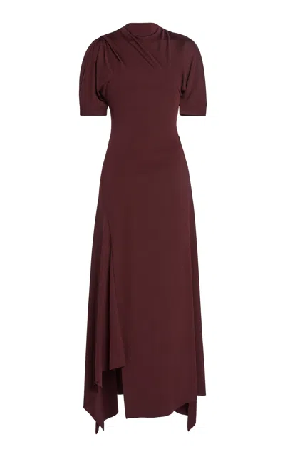 Victoria Beckham Short Sleeved Midi Dress In Burgundy