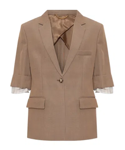 Victoria Beckham Short-sleeved Suit Coat In Brown