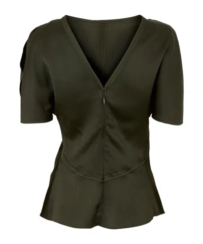 Victoria Beckham Short-sleeve Blouse In Green