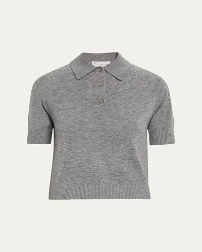 Victoria Beckham Short-sleeve Wool Polo Shirt In Gray