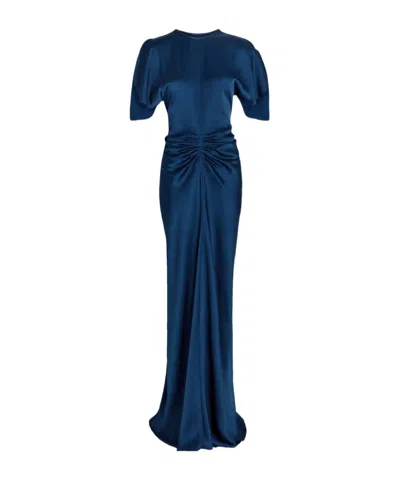 Victoria Beckham Short-sleeved Long Dress In Blue