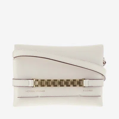 Victoria Beckham Chain Leather Shoulder Bag In Bianco