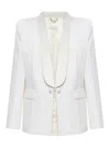 Victoria Beckham Structured Jacket With Deep V-neck And Satin Lapels In White