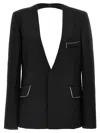 Victoria Beckham Backless Single-breasted Shrunken Collarless Jacket