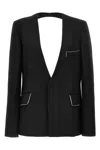 Victoria Beckham Backless Single-breasted Shrunken Collarless Jacket