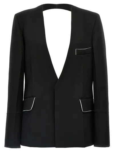 Victoria Beckham Shrunken Collarless Open-back' Blazer