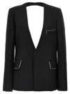 Victoria Beckham Shrunken Wrapped Wool Blazer In Black