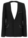 Victoria Beckham Shrunken Wrapped Wool Blazer In Black