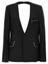 Victoria Beckham Backless Single-breasted Shrunken Collarless Jacket In Black