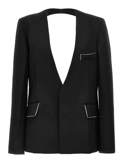 VICTORIA BECKHAM SHRUNKEN COLLARLESS OPEN-BACK BLAZER