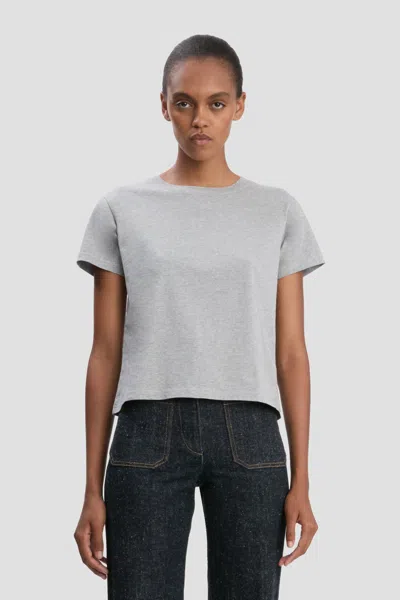 Victoria Beckham Shrunken Fit T-shirt In Grey Marl In Gray