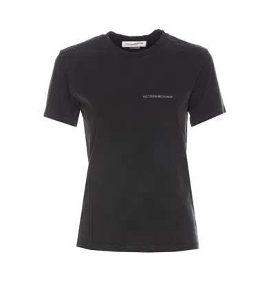 Victoria Beckham Organic Cotton Half Sleeve T-shirt In Black