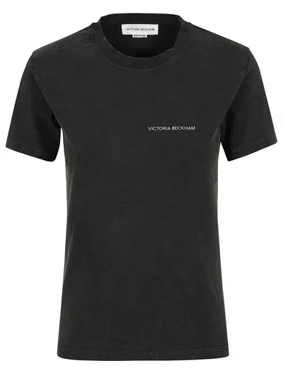Victoria Beckham Organic Cotton Half Sleeve T-shirt In Black