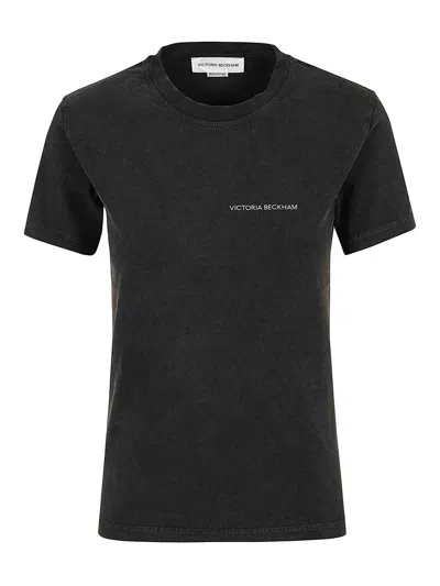 Victoria Beckham Organic Cotton Half Sleeve T-shirt In Black