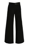 Victoria Beckham Side Panel Wool-blend Wide-leg Pants In Black