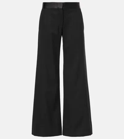 VICTORIA BECKHAM SIDE PANEL WOOL-BLEND WIDE-LEG PANTS