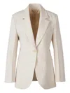 Victoria Beckham Side-pocket Buttoned Blazer In Neutral