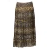 Victoria Beckham Silk Animal Print Pleated Midi Skirt In Brown