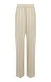 Victoria Beckham Silk Blend Wide Leg Pants In Multi