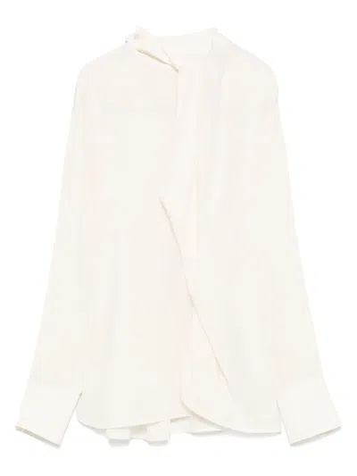 Victoria Beckham V-neck Patch-pocket Blouse In Neutral