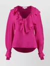 Victoria Beckham Silk Blouse With Ruffled Neckline And Asymmetric Hem