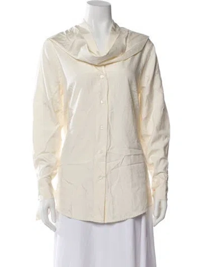 Pre-owned Victoria Beckham Silk Cowl Neck Blouse In Neutral