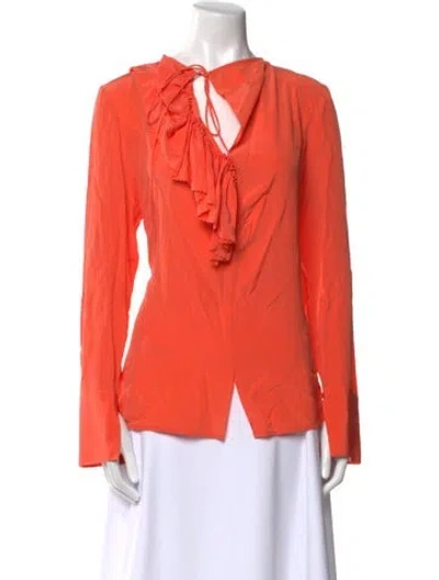 Pre-owned Victoria Beckham Silk Cowl Neck Blouse In Orange