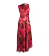 Victoria Beckham Womens Raspberry Draped Sleeveless Silk Midi Dress